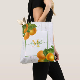 Bolsa Tote Monograma laranjas de citrinos lenha