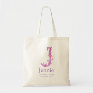Bolsa Tote Monograma - letra J orchids watercolor Jennie