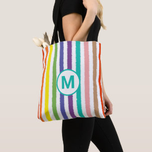 Bolsa Tote Monograma - Letra Summer Beach, Diversão de Arco-í