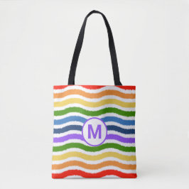Bolsa Tote Monograma - Letra Summer Beach Divertido Ondas arc