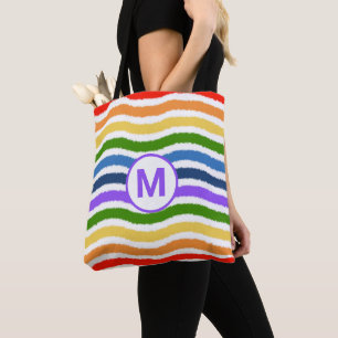 Bolsa Tote Monograma - Letra Summer Beach Divertido Ondas arc