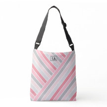 Bolsa Tote Monograma Listrada Tons de Rosa