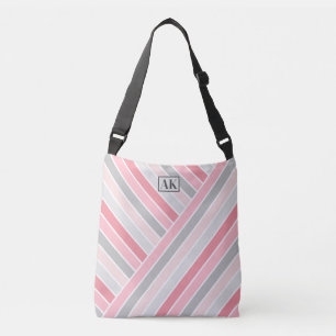 Bolsa Tote Monograma Listrada Tons de Rosa