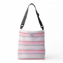 Bolsa Tote Monograma Listrada Tons de Rosa