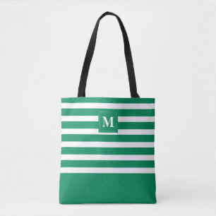 Bolsa Tote Monograma Listrado Verde Fofo Praia