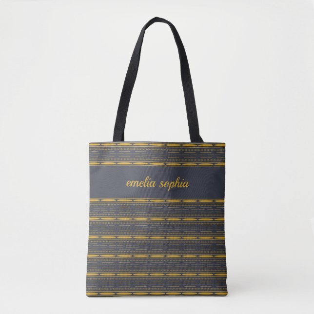 Bolsa Tote Monograma Listras Modernas (Frente)