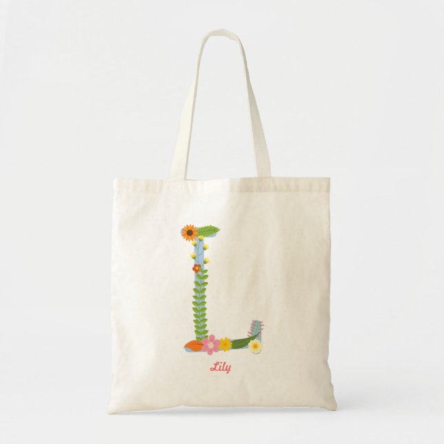 Bolsa Tote Monograma lunático rústico da flor (L) (Frente)