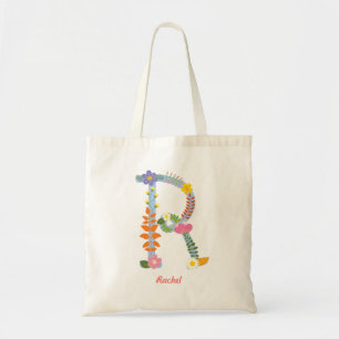 Bolsa Tote Monograma lunático rústico da flor (R)