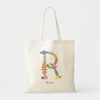 Bolsa Tote Monograma lunático rústico da flor (R)