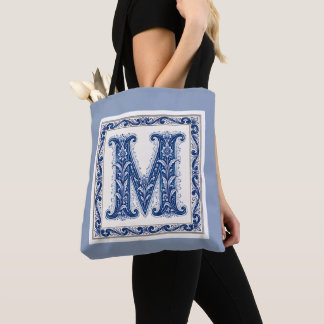 Bolsa Tote Monograma M de Herança Norueguesa - Azul