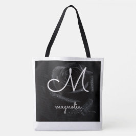 Bolsa Tote Monograma M Rosa Negra Magnólia Gotículas de Água