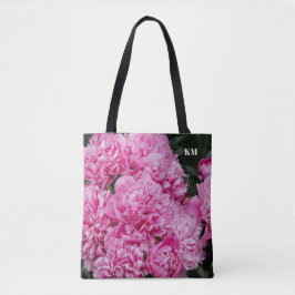 Bolsa Tote Monograma Macro de Peônia Rosa Sofisticado