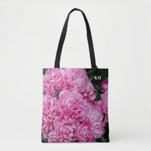 Bolsa Tote Monograma Macro de Peônia Rosa Sofisticado