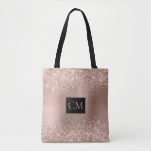 Bolsa Tote Monograma Metálico de Lâmpada Dourada Glitter