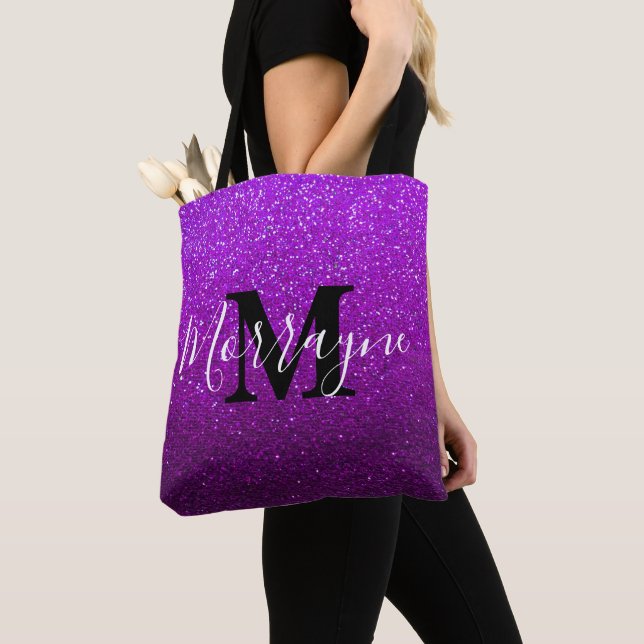 Bolsa Tote Monograma Metálico de Ombre Roxo (Close Up)