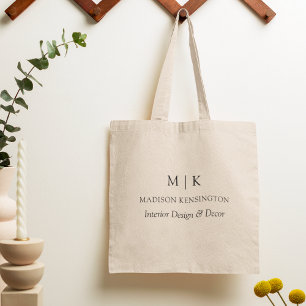 Bolsa Tote Monograma minimalista ou Adicionar logotipo à empr