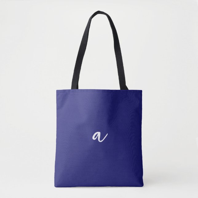 Bolsa Tote Monograma Mínimo de Cor Azul-Meia-Noite (Frente)