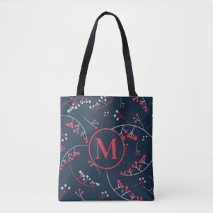 Bolsa Tote Monograma moderno de cinza pálida de morango