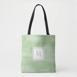 Bolsa Tote Monograma Moderno de Mármore Verde Simples e Verde