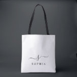 Bolsa Tote Monograma moderno minimalista elegante<br><div class="desc">Personalize esta bolsa de tote de na moda com o seu nome monograma inicial. Design apresenta um simples design de monograma personalizado em uma tipografia moderna e clássica, preta e minimalista, sobre fundo preto. Fácil de personalizar. Perfeito como presente para todos os seus entes queridos. Pegue um para você também....</div>