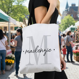 Bolsa Tote Monograma Moderno Minimalista Preto Branco