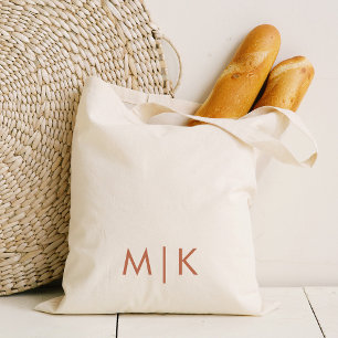 Bolsa Tote Monograma Moderno Texto Boho Terracotta