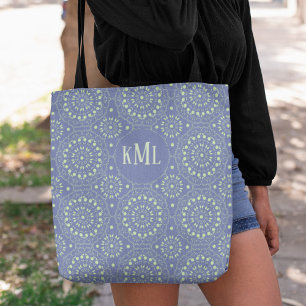 Bolsa Tote Monograma Na moda Azul e Verde Moderno