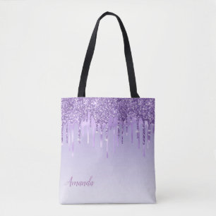 Bolsa Tote Monograma Na moda de Quic Moderno Brilho Roxo