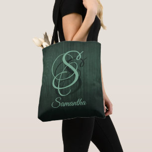 Bolsa Tote Monograma na moda rustico de floresta verde