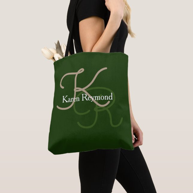 Bolsa Tote Monograma Na moda verde (Close Up)