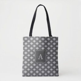 Bolsa Tote Monograma no padrão geométrico de diamante cinza c
