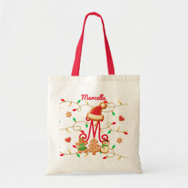 Bolsa Tote Monograma Nome Personalizado Gingerpão Vermelho