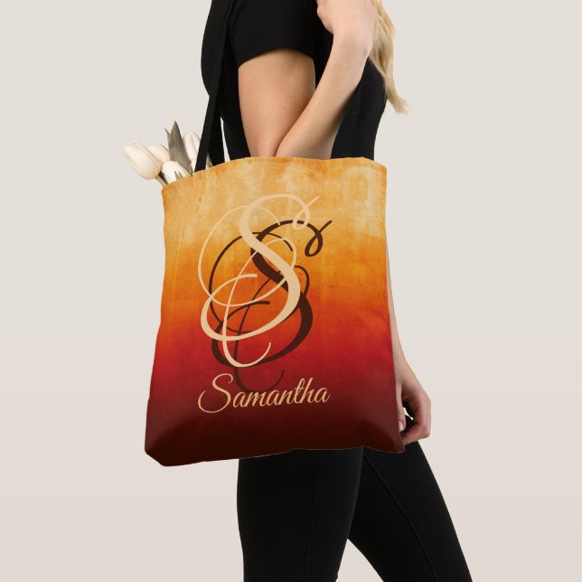 Bolsa Tote Monograma ombre ruidoso amarelo-ruivo na moda (Close Up)