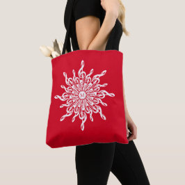 Bolsa Tote Monograma Ornamental Natal G-Clef Floco de Neve