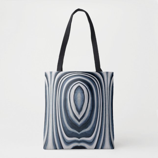 Bolsa Tote Monograma, Padrão de Abstrato azul de tonalidade t (Frente)