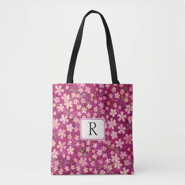 Bolsa Tote Monograma para seu cor-de-rosa e Rosa (Frente)