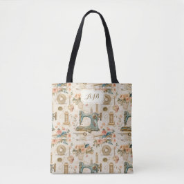 Bolsa Tote Monograma Personalizada de Costura Quilting Tricô