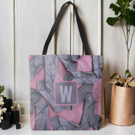 Bolsa Tote Monograma personalizado abstrato geométrico roxo