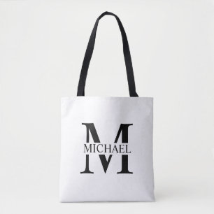 Bolsa Tote Monograma Personalizado Branco e Nome