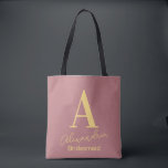 Bolsa Tote Monograma Personalizado Bridesmaid Dusty Pink<br><div class="desc">Esta é uma simples, moderna, design de monograma personalizada. Este design de na moda está em cor-de-rosa empoeirado com tipografia na moda. É perfeito para um presente personalizado para a sua dama de honra ou madrinha de casamento e ideal como uma festa de noiva, como presente ou como um favor...</div>
