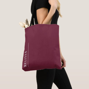 Bolsa Tote Monograma personalizado, burgundy moderno