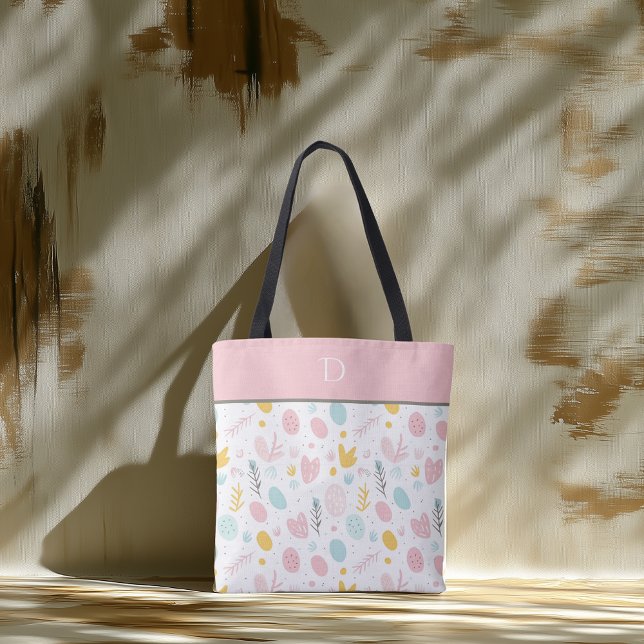 Bolsa Tote Monograma Personalizado com Botânica Pastel Capric (Criador carregado)