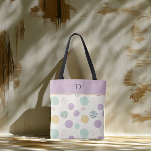 Bolsa Tote Monograma Personalizado com Padrão de Círculo Míni