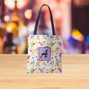 Bolsa Tote Monograma personalizado, cor-de-rosa verde azul