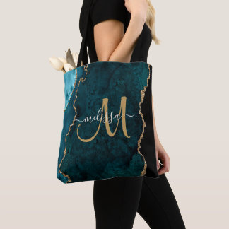 Bolsa Tote Monograma Personalizado de Agitação Dourada com Te