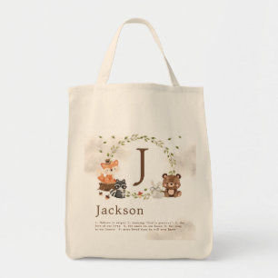 Bolsa Tote Monograma Personalizado de Animais da Floresta