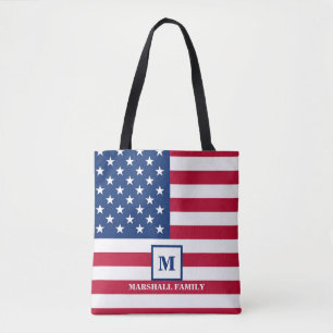 Bolsa Tote Monograma Personalizado de Bandeira Americana 4 De
