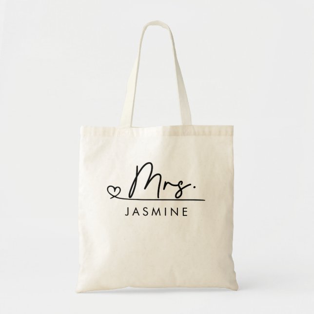 Bolsa Tote  Monograma Personalizado de Casamento  (Frente)
