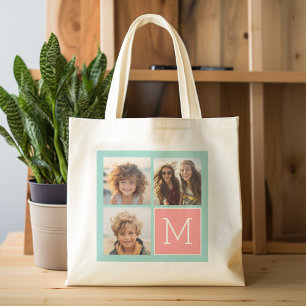Bolsa Tote Monograma Personalizado de Colagem de Fotos de Min