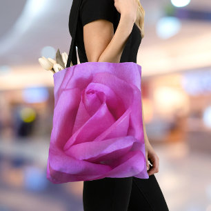 Bolsa Tote Monograma personalizado de foto de rosa púrpura r